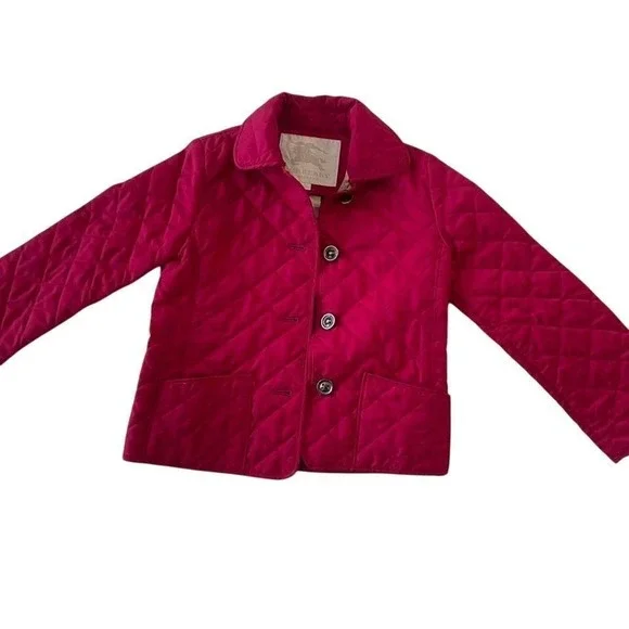 BURBERRY, Girl's Quilted Pink Coat, Size 5 - Picture 2 of 4